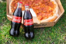Meat Pizza with soft Drinks
